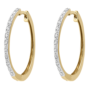 Semi-mount diamond hoop earrings - Noah - 9 karat yellow gold and diamonds