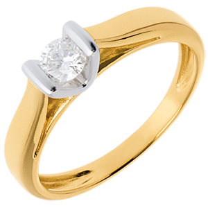 Solitaire Caldera - diamant 0.25 carats - or blanc et or jaune 18 carats