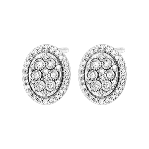 Puces Origine - Eclat Ovale - or blanc 9 carats et diamants