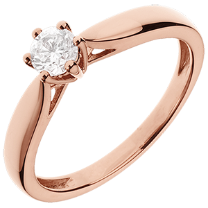 18K Pink Gold Roseau Solitaire 6 prong diamond