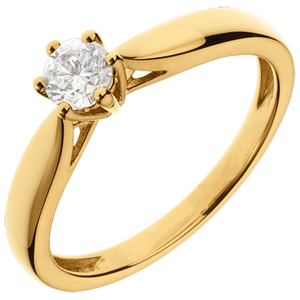 18K Yellow Gold Roseau Solitaire 6 prong lab-grown diamond