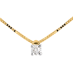 Solitaire necklace - Yellow gold - 0.07 carat - 18 carats