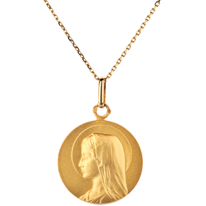 Medaglia Madonna - Massiccia - 20mm - Oro giallo - 18 carati