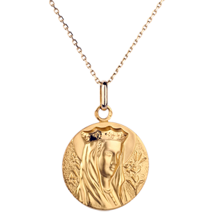 Medaglia Madonna IncOronata- 20mm - Oro giallo - 18 carati