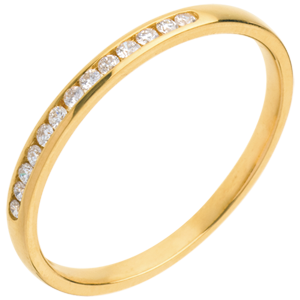 Wedding Ring - Yellow gold half-paved - channel setting - 13 diamonds