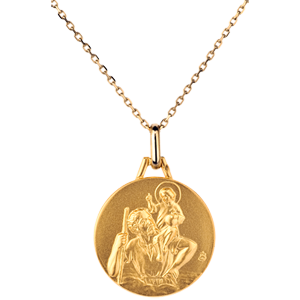 Medaille Sint Christophe rond 18 mm - 18 karaat geelgoud