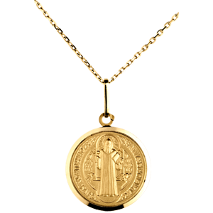 Médaille Saint Benoît 16mm - or jaune 18 carats