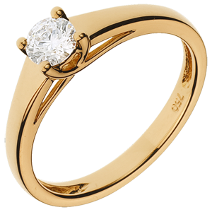 Anello Solitario Diadema - Oro giallo - 18 carati - Diamante - 0.34 carati