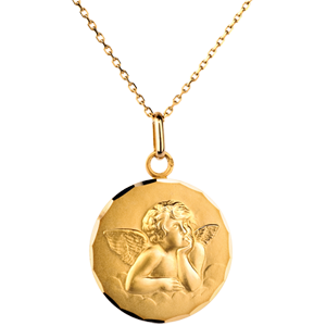 Medaglia con Angelo - classica - Oro giallo - 18 carati