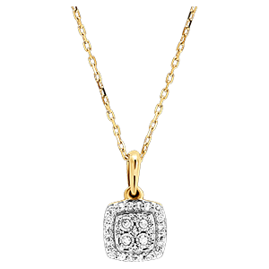 Origin Pendant - Square Brilliance - 9 carat white and yellow gold and diamonds