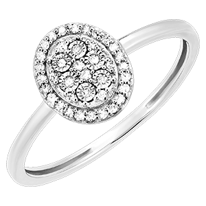 Inel Origini - Strălucirea unui Oval - aur alb de 9 carate și diamante