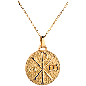 Medalion Christogramă 18mm - aur galben de 18K