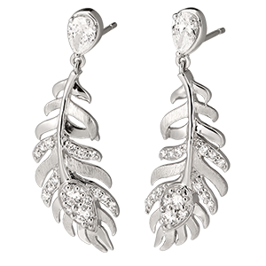 Boucles d'oreilles Panache - Infante - or blanc 18 carats et diamants synthétiques 