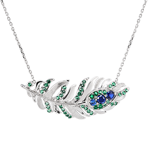 Panache Necklace - Signature - White gold 18 carats with synthetic sapphires and emeralds