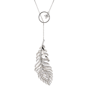 Panache Necklace - Sautoir - White gold 9 carats and synthetic diamonds