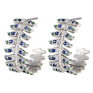 Panache Hoops - Révérence - White gold 9 carats with synthetic sapphires and emeralds