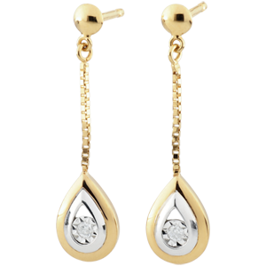 Pendientes Lágrimas de Antílope - pendientes largos oro amarillo y oro blanco 9 quilates