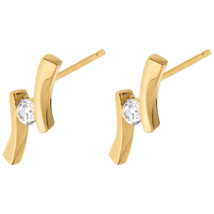 Pendientes Nido Precioso - Apóstrofe diamante - oro amarillo 18 quilates - 0.14 quilates