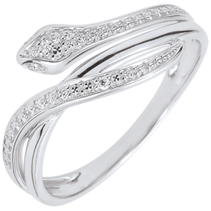 Inel Plimbare Imaginară - Şarpe Ademenitor - aur alb de 18K şi diamante