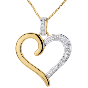 Pendentif Coeur Amazone - or blanc et or jaune 18 carats