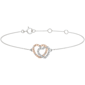 White Gold, Pink Gold Diamond Bracelet - Heart Accomplices - 9 carats