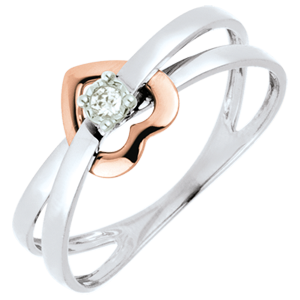 Ring Swinging Heart - Pink gold and white gold