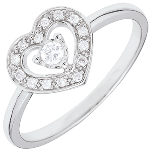 Bague Coeur Tiphanie - or blanc 9 carats