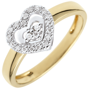 Bi-colour Gold Paris Heart Ring - 18 carats