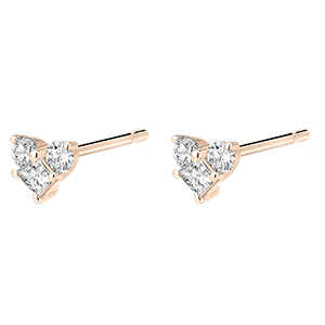 Boucles d'Oreilles Puces Précieux Secret - Mini Lovely - or rose 9 carats et diamants 
