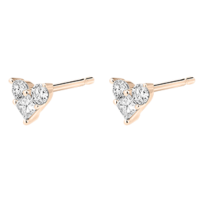 Boucles d'Oreilles Puces Précieux Secret - Lovely - or rose 18 carats et diamants 