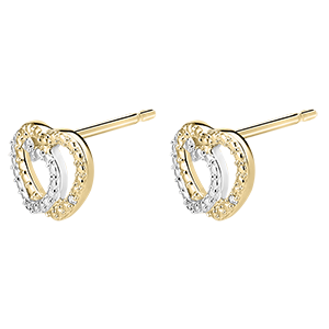 Précieux Secret Stud Earrings - Heart Accomplices - 18 karat white and yellow gold and diamonds 