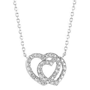 Précieux Secret Necklace - Heart Accomplices - 18 karat white gold and diamonds 