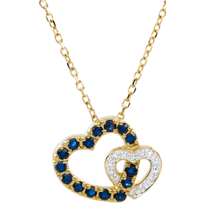 Sapphire Heart and Diamond Heart Necklace