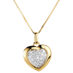 Yellow Sweetheart Pendant - 18 Diamonds