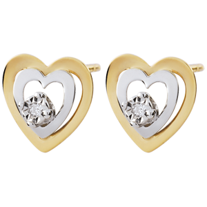 Bi-colour Gold Boudoir Heart Earrings