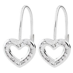 Boucles d'oreilles Coeurs Téa - 40 diamants - or blanc 9 carats