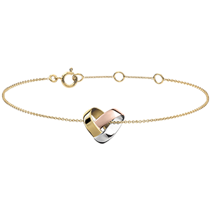 Folding Heart Bracelet - 3 golds