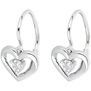 Boucles d'oreilles mon amour or blanc 9 carats et diamants