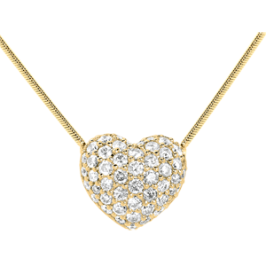 Collier coeur pavé or jaune 18 carats - 0.85 carats - 50 diamants