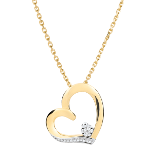 Collier coeur Amour-Amour - or blanc et or jaune 18 carats