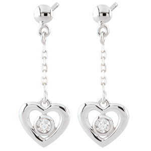 Pendientes Corazón Péndulo - oro blanco 9 quilates