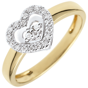 Anillo Corazón Paris - Dos Oros - oro amarillo y oro blanco 18 quilates 