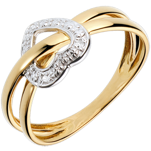 Anello Pianeta Amore - Oro bianco e Oro giallo - 18 carati - 3 Diamanti