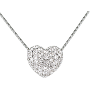 Collana Cuore pavé - Oro bianco - 18 carati - 50 Diamanti - 0.85 carati 