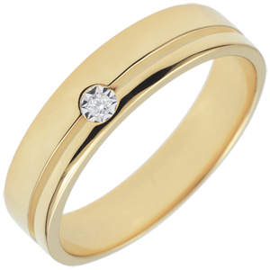 Fede Olympia Diamante - modello medio - Oro giallo - 18 carati - Diamante