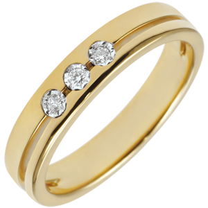 Fede Olympia Trilogy - modello piccolo - Oro bianco e Oro giallo - 9 carati - 3 Diamanti 