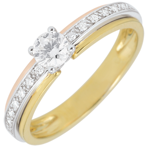 Anello di fidanzamento Solitario Destino - Mia Regina - Modello Piccolo - 3 Ori - 18 carati - Diamanti - 0.32 carati