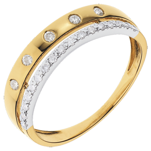 Anello Fantasmagoria - COrona Stellare - modello piccolo - Oro giallo e Oro bianco - 18 carati - 22 diamanti - 0.17 carati