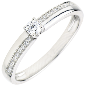 Anello di Fidanzamento Destino - Meraviglia - Oro bianco - 9 carati - Diamanti - 0.16 carati