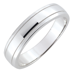 Alliance homme Horizon - or blanc 9 carats brossé